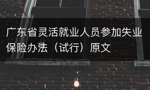 广东省灵活就业人员参加失业保险办法（试行）原文