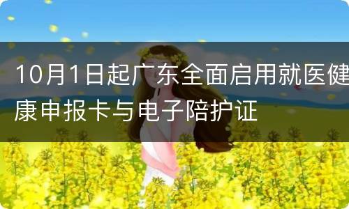 10月1日起广东全面启用就医健康申报卡与电子陪护证
