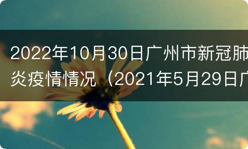 2022年10月30日广州市新冠肺炎疫情情况（2021年5月29日广州市新冠肺炎疫情情况）