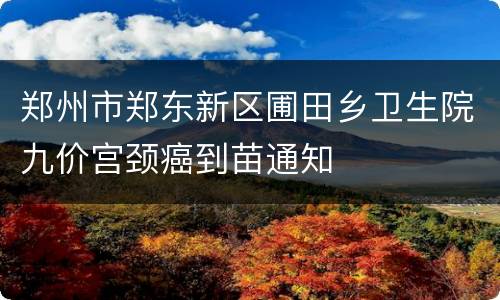 郑州市郑东新区圃田乡卫生院九价宫颈癌到苗通知