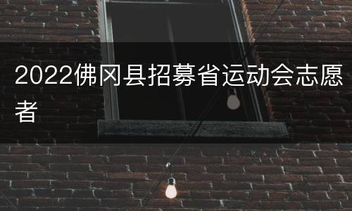 2022佛冈县招募省运动会志愿者