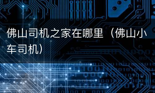 佛山司机之家在哪里（佛山小车司机）