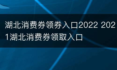 湖北消费券领券入口2022 2021湖北消费券领取入口