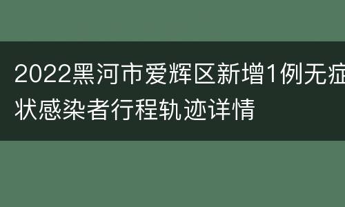2022黑河市爱辉区新增1例无症状感染者行程轨迹详情