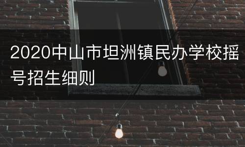 2020中山市坦洲镇民办学校摇号招生细则