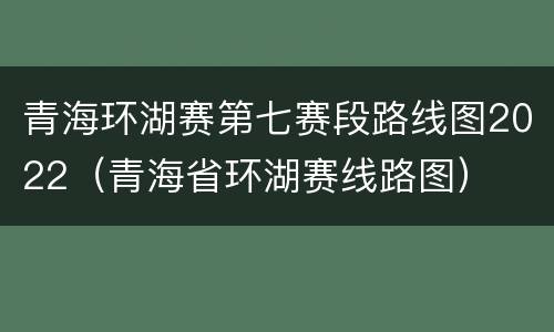 青海环湖赛第七赛段路线图2022（青海省环湖赛线路图）
