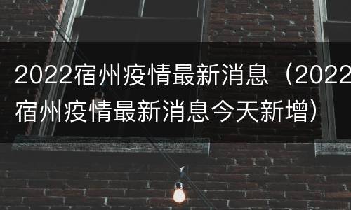 2022宿州疫情最新消息（2022宿州疫情最新消息今天新增）