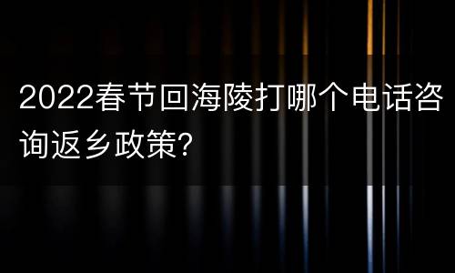 2022春节回海陵打哪个电话咨询返乡政策？