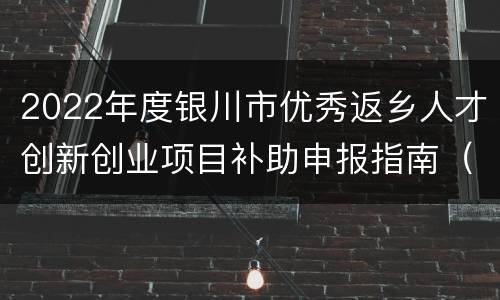 2022年度银川市优秀返乡人才创新创业项目补助申报指南（申报条件+时间+地点）