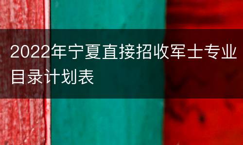 2022年宁夏直接招收军士专业目录计划表
