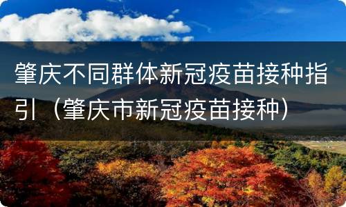 肇庆不同群体新冠疫苗接种指引（肇庆市新冠疫苗接种）