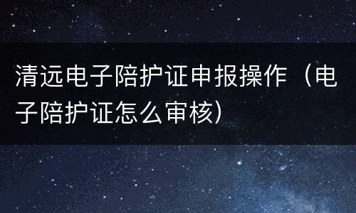 清远电子陪护证申报操作（电子陪护证怎么审核）