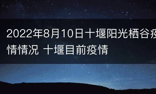 2022年8月10日十堰阳光栖谷疫情情况 十堰目前疫情