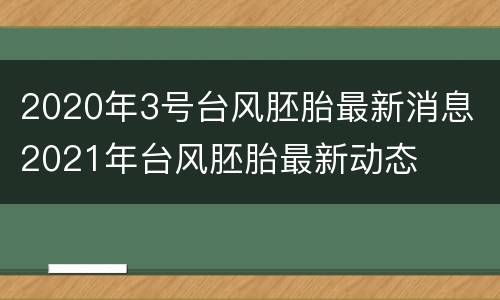 2020年3号台风胚胎最新消息 2021年台风胚胎最新动态