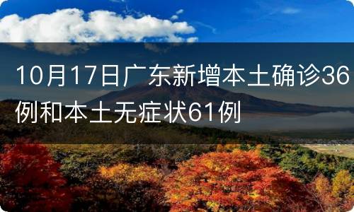 10月17日广东新增本土确诊36例和本土无症状61例