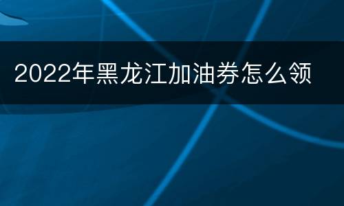 2022年黑龙江加油券怎么领