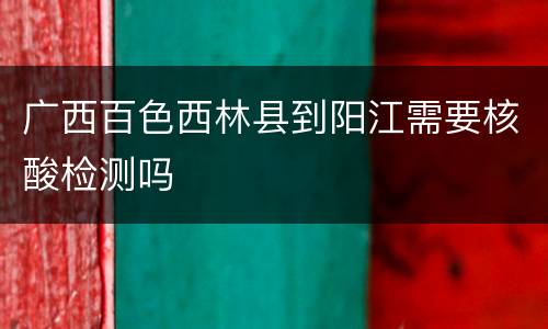 广西百色西林县到阳江需要核酸检测吗
