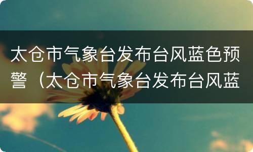 太仓市气象台发布台风蓝色预警（太仓市气象台发布台风蓝色预警信号）
