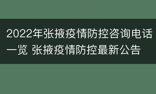 2022年张掖疫情防控咨询电话一览 张掖疫情防控最新公告
