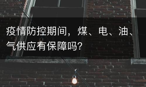 疫情防控期间，煤、电、油、气供应有保障吗？