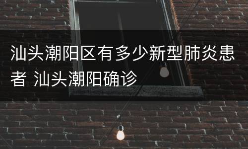汕头潮阳区有多少新型肺炎患者 汕头潮阳确诊