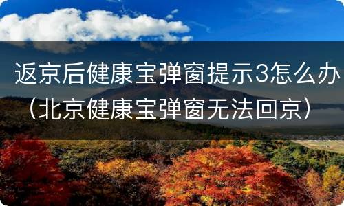 返京后健康宝弹窗提示3怎么办（北京健康宝弹窗无法回京）