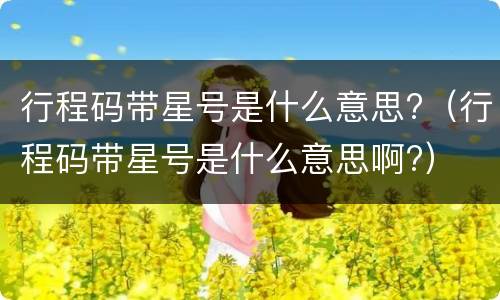 行程码带星号是什么意思?（行程码带星号是什么意思啊?）