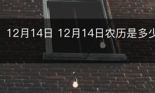 12月14日 12月14日农历是多少