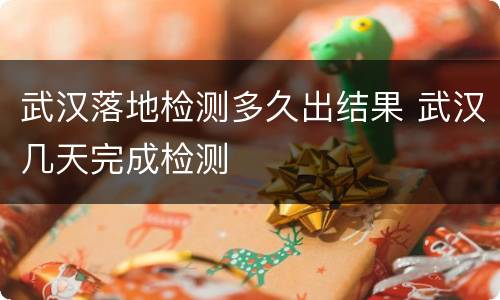 武汉落地检测多久出结果 武汉几天完成检测