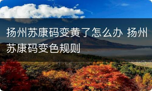 扬州苏康码变黄了怎么办 扬州苏康码变色规则