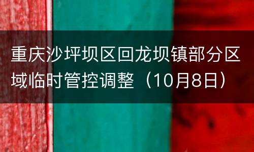 重庆沙坪坝区回龙坝镇部分区域临时管控调整（10月8日）