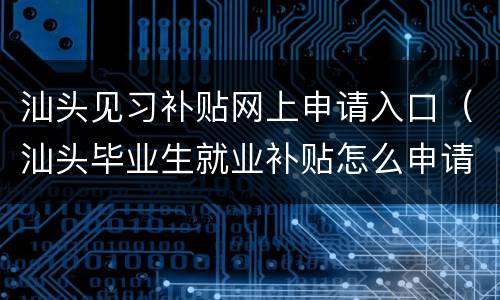 汕头见习补贴网上申请入口（汕头毕业生就业补贴怎么申请）