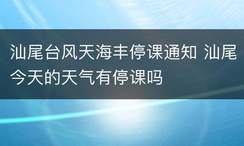 汕尾台风天海丰停课通知 汕尾今天的天气有停课吗