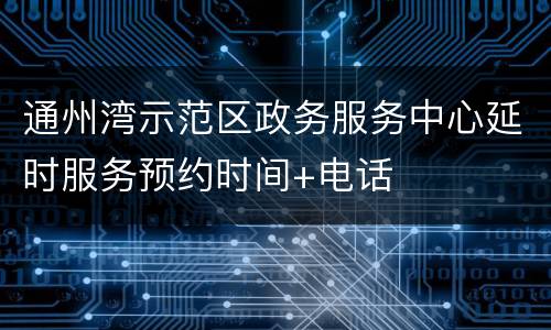 通州湾示范区政务服务中心延时服务预约时间+电话
