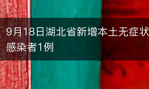 9月18日湖北省新增本土无症状感染者1例