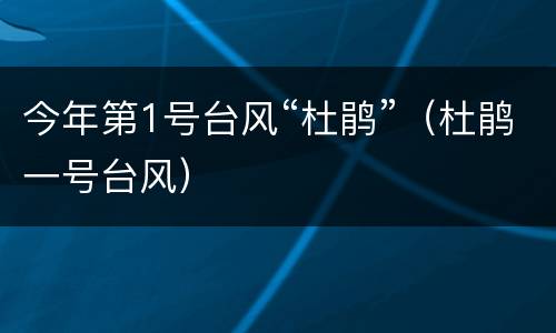今年第1号台风“杜鹃”（杜鹃一号台风）