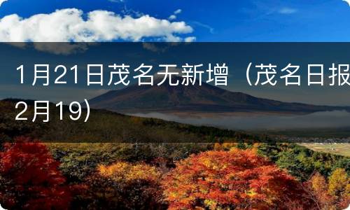 1月21日茂名无新增（茂名日报2月19）