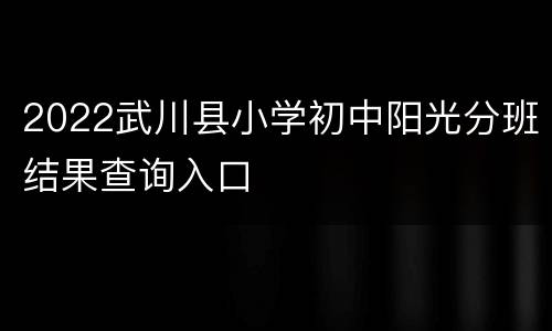 2022武川县小学初中阳光分班结果查询入口