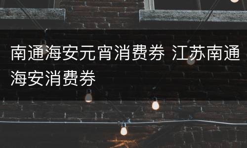 南通海安元宵消费券 江苏南通海安消费券