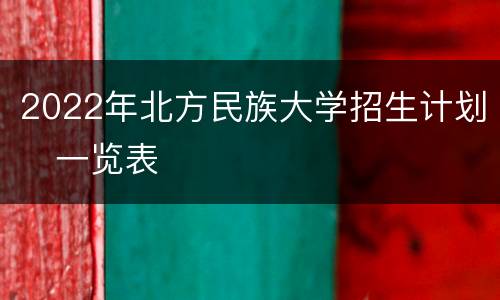 2022年北方民族大学招生计划​一览表