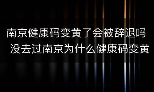 南京健康码变黄了会被辞退吗 没去过南京为什么健康码变黄了