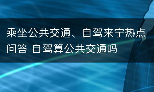 乘坐公共交通、自驾来宁热点问答 自驾算公共交通吗