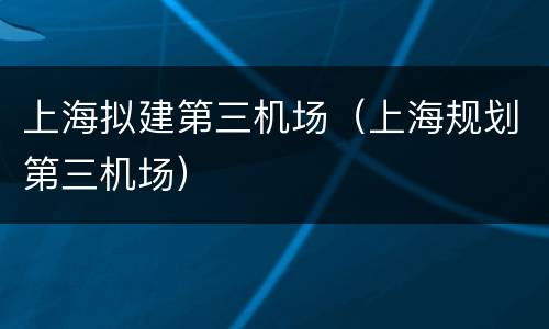 上海拟建第三机场（上海规划第三机场）