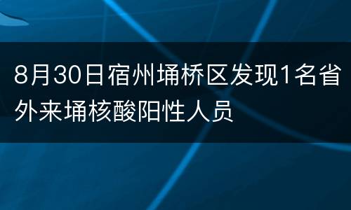 8月30日宿州埇桥区发现1名省外来埇核酸阳性人员