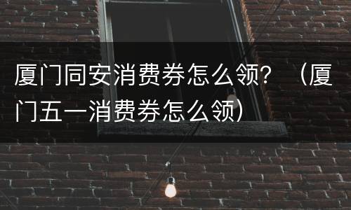 厦门同安消费券怎么领？（厦门五一消费券怎么领）
