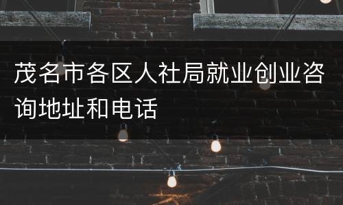 茂名市各区人社局就业创业咨询地址和电话