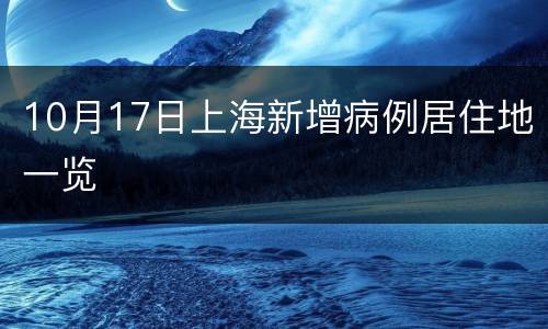 10月17日上海新增病例居住地一览
