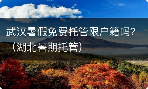 武汉暑假免费托管限户籍吗？（湖北暑期托管）