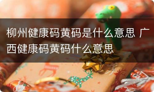 柳州健康码黄码是什么意思 广西健康码黄码什么意思