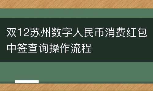 双12苏州数字人民币消费红包中签查询操作流程